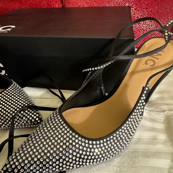 Rhinestone wrapping ankle ties over stiletto heels dress sandals size 8 - Picture 3 of 4